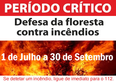 Imagem Período Crítico de Defesa da Floresta contra Incêndios - de 1 de Julho a 30 de Setembro.